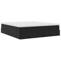 Ottoman bed met matrassen 160x200cm fluweel zwart - thumbnail