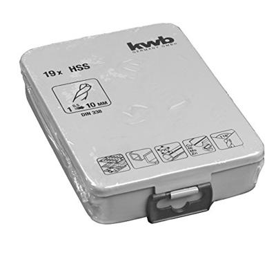 kwb 421944 HSS Metaal-spiraalboorset 19-delig 1 mm, 1.5 mm, 2 mm, 2.5 mm, 3 mm, 3.5 mm, 4 mm, 4.5 mm, 5 mm, 5.5 mm, 6 mm, 6.5 mm, 7 mm, 8 mm, 8.5 mm, 9 mm, 9.5