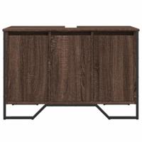 Wastafelkast 91x35x60 cm bewerkt hout bruin eikenkleurig - thumbnail