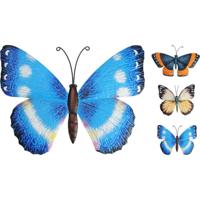 Wanddecoratie Vlinder Metaal 25cm Assorti 1st - thumbnail