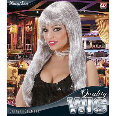 Glamour pruik glitzy zilver