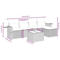 5-delige Loungeset met kussens poly rattan lichtgrijs - thumbnail