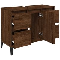 Wastafelkast 80x33x60 cm bewerkt hout bruin eikenkleur - thumbnail