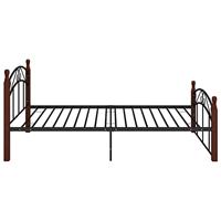Bedframe metaal en massief eikenhout zwart 120x200 cm - thumbnail
