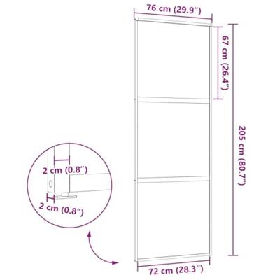 Schuifdeur Zwart 76 x 205 cm Verstevigd glas, Aluminium