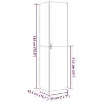 Hoge kast 45x42,5x185 cm bewerkt hout sonoma eikenkleurig - thumbnail