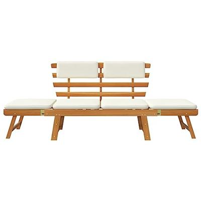 Tuinbank met kussens 2-in-1 190 cm massief acaciahout