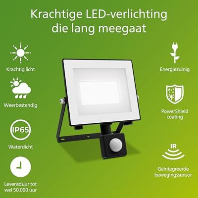 Philips LED Lois 929004643301 LED-buitenschijnwerper met bewegingsmelder 14 W Lichtkleur (naam): Koudwit