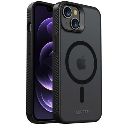 Accezz Rugged Frosted Backcover met MagSafe iPhone 14 Telefoonhoesje Zwart