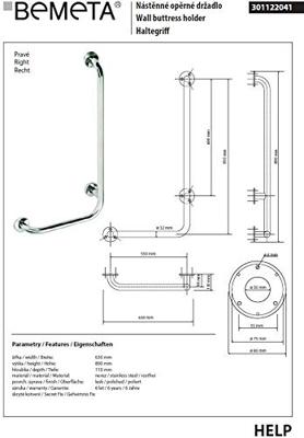 Handgreep Wand Sapho Handicap Rechts 81x55 cm Roestvrij Staal Handgreep Wand Sapho Handicap Rechts 81x55 cm Roestvrij Staal