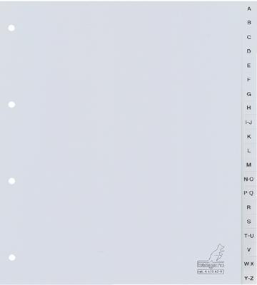 Tabbladen Kangaro A4 4-gaats 20-delig A-Z breed PP grijs