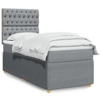 Boxspring met matras stof lichtgrijs 90x200 cm - thumbnail