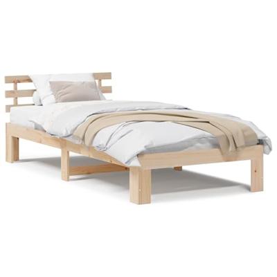 Bedframe met hoofdeinde Naturel 75 x 190 cm Massief grenenhout