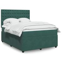 Boxspring met matras fluweel donkergroen 140x190 cm - thumbnail