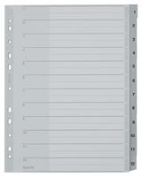 Leitz 1282 Register DIN A4, Bovenbreedte 1-12 Polypropyleen Grijs 12 tabbladen 12820000 - thumbnail