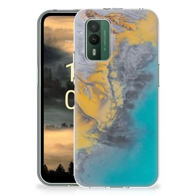 Nokia XR21 | TPU | Siliconen hoesje | Marble Blue Gold