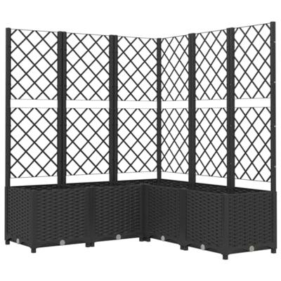 VidaXL Plantenbak met latwerk 120x120x136 cm polypropeen zwart VidaXL Plantenbak met latwerk 120x120x136 cm polypropeen zwart