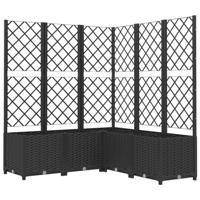 VidaXL Plantenbak met latwerk 120x120x136 cm polypropeen zwart - thumbnail