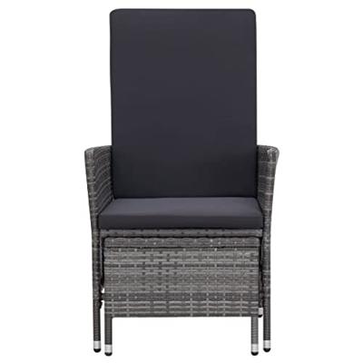 VidaXL Tuinstoel verstelbaar met kussens poly rattan grijs