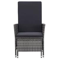 Tuinstoel verstelbaar met kussens poly rattan grijs - thumbnail
