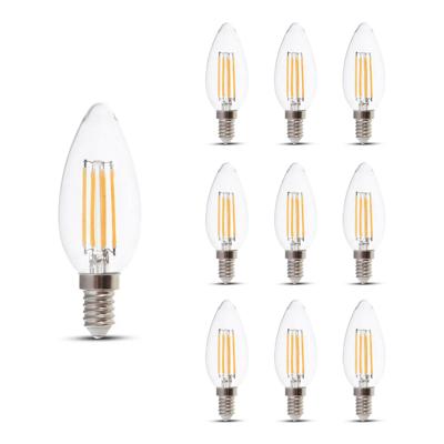 10x E14 LED Filament Lamp - 4 Watt 400 Lumen - 3000K Warm wit - Vervangt 35 Watt - E14 fitting - Kaarslamp - Kleine fitting 10x E14 LED Filament Lamp - 4 Watt 400 Lumen - 3000K Warm wit - Vervangt 35 Watt - E14 fitting - Kaarslamp - Kleine fitting