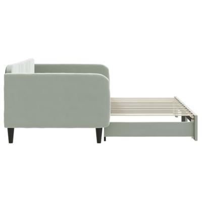 Slaapbank met onderschuifbed 100x200 cm fluweel lichtgrijs