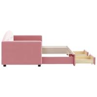 Slaapbank met onderschuifbed en lades 80x200 cm fluweel roze - thumbnail
