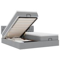 Ottoman bed met matrassen en LED's 160x200cm stof lichtgrijs - thumbnail