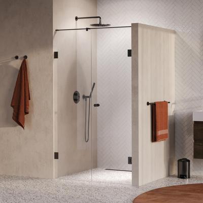 BRAUER Void Carving nisdeur 2-delig helder glas 120x200 omkeerbaar met draaideur 60 aan muur incl. glascoating PVD gunmetal geborsteld BRAUER Void Carving nisdeur 2-delig helder glas 120x200 omkeerbaar met draaideur 60 aan muur incl. glascoating PVD gunmetal geborsteld