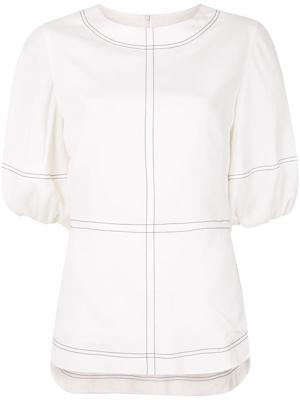 Goen.J topstitching puff-sleeves blouse - White