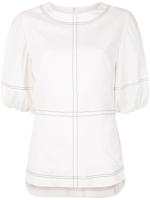 Goen.J topstitching puff-sleeves blouse - White - thumbnail
