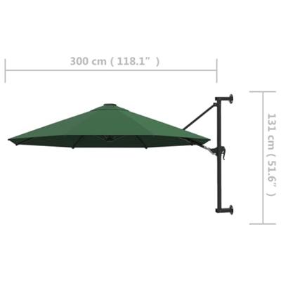 VidaXL Wandparasol met metalen paal 300 cm groen