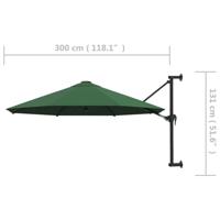 Wandparasol met metalen paal 300 cm groen - thumbnail