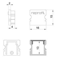 Deko Light 978050 P-AU-02-10 Eindkappen-set Kunststof (b x h x d) 6 x 15 x 16 mm 1 stuk(s) - thumbnail