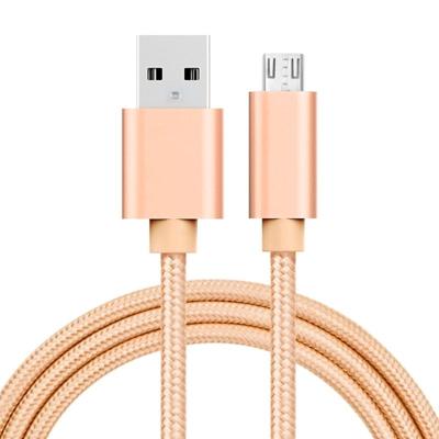 1m 3A Geweven stijl Metal Head Micro USB to USB Data / Lader Kabel, Voor Samsung / Huawei / Xiaomi / Meizu / LG / HTC en Other Smartphones(Goud)