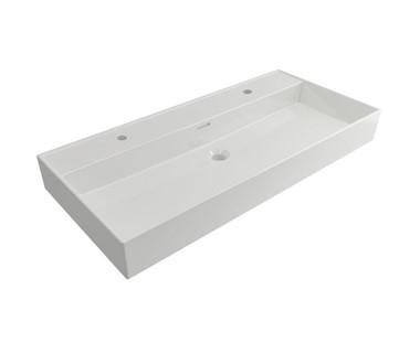 Wastafel Plieger Kansas 2 Kraangaten 100x46,6 cm met Overloop Wit