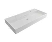 Wastafel Plieger Kansas 2 Kraangaten 100x46,6 cm met Overloop Wit - thumbnail