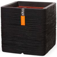 Capi Nature Rib NL 31x31x31cm vierkante plantenbak zwart - thumbnail