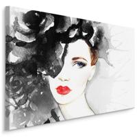 Schilderij - Vrouw in Aquarel (print op canvas), multi-gekleurd, 4 maten, premium print - thumbnail