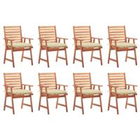 Tuinstoelen 8 st met kussens massief acaciahout - thumbnail