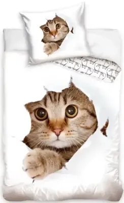Cat Curious Dekbedovertrek - Eenpersoons - 140 x 200 cm Cat Curious Dekbedovertrek - Eenpersoons - 140 x 200 cm