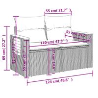 7-delige Loungeset met kussens poly rattan beige - thumbnail