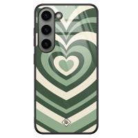 Samsung Galaxy S23 glazen hardcase - Hart swirl groen - thumbnail