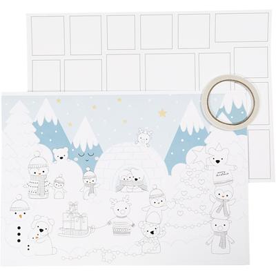 Creativ Company Kerst kalender, afm 30x42 cm, wit, 3 stuk/ 1 doos