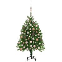 VidaXL Kunstkerstboom met verlichting en kerstballen 120 cm groen - thumbnail