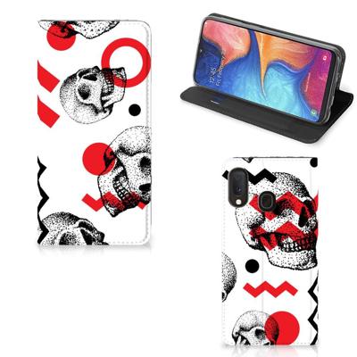 Mobiel BookCase Samsung Galaxy A20e Skull Red Mobiel BookCase Samsung Galaxy A20e Skull Red