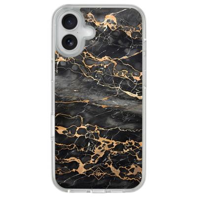 iPhone 16 hybride hoesje - Marmer grijs brons