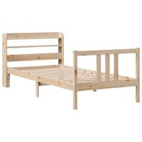 Bedframe met hoofdbord massief grenenhout 75x190 cm - thumbnail