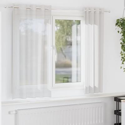 Gordijnen voile met doorvoertules 2 st wit