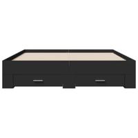 Bedframe met lades bewerkt hout zwart 150x200 cm - thumbnail